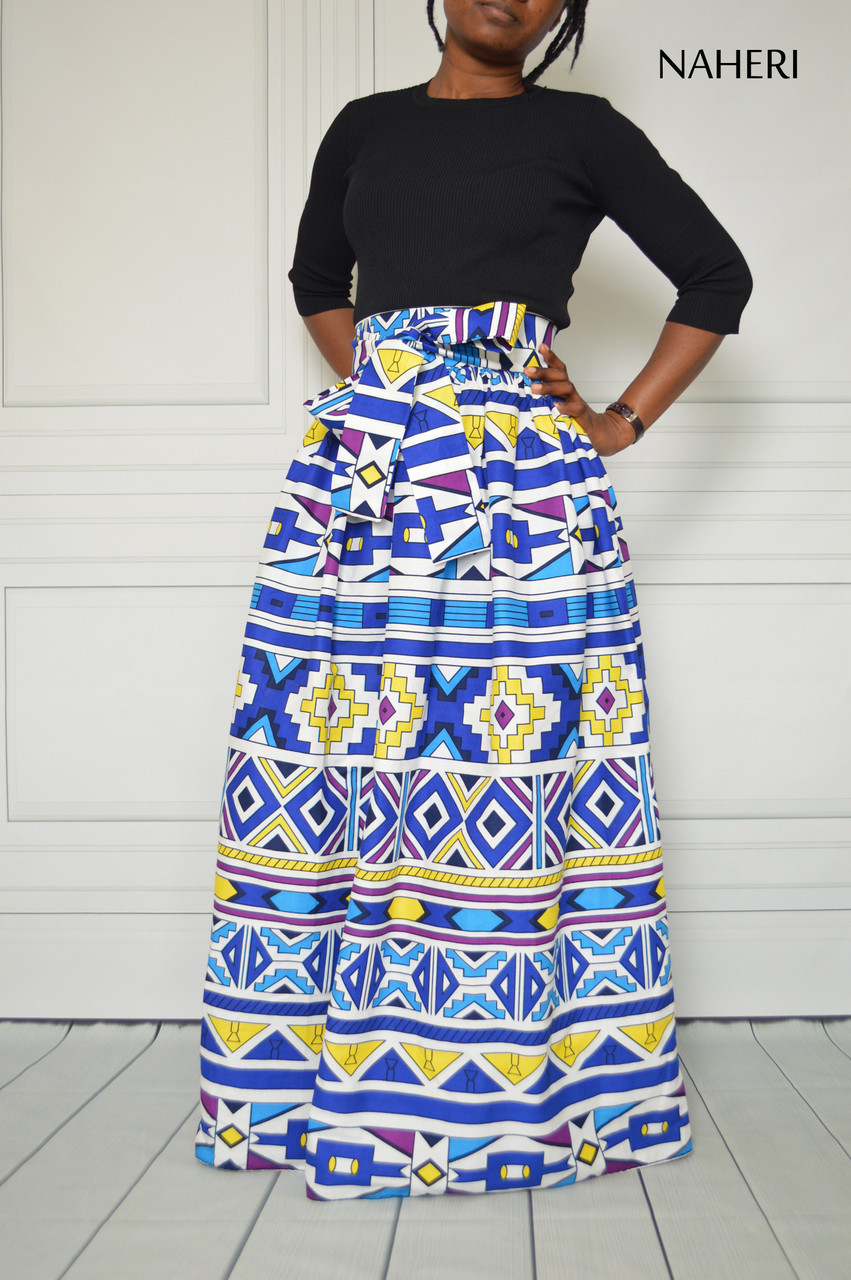 African print skirt - MIMI white tribal ...